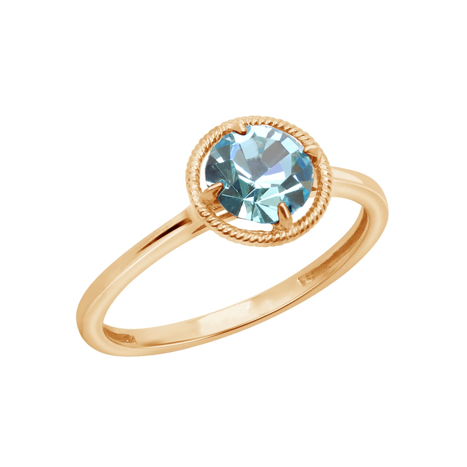 Amazon Essentials 10k Gold March Birthstone Ring with Imported Crystals - Elegant Aquamarine Jewelry Gift for Women, Perfect for Birthdays, Anniversaries & Special Occasions