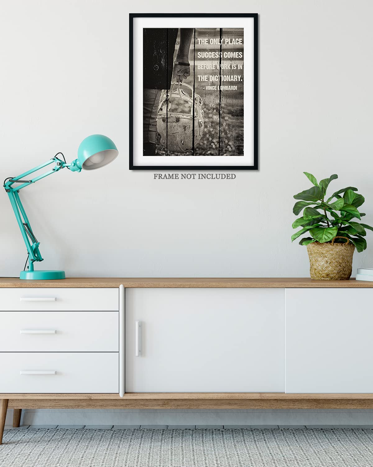 Govivo Motivational Wall Art Print - Vince Lombardi Quote 'The Only Place Success Comes Before Work Is In The Dictionary' - 8x10 Unframed Photo Paper Decor for Office, Home & Gym Inspiration