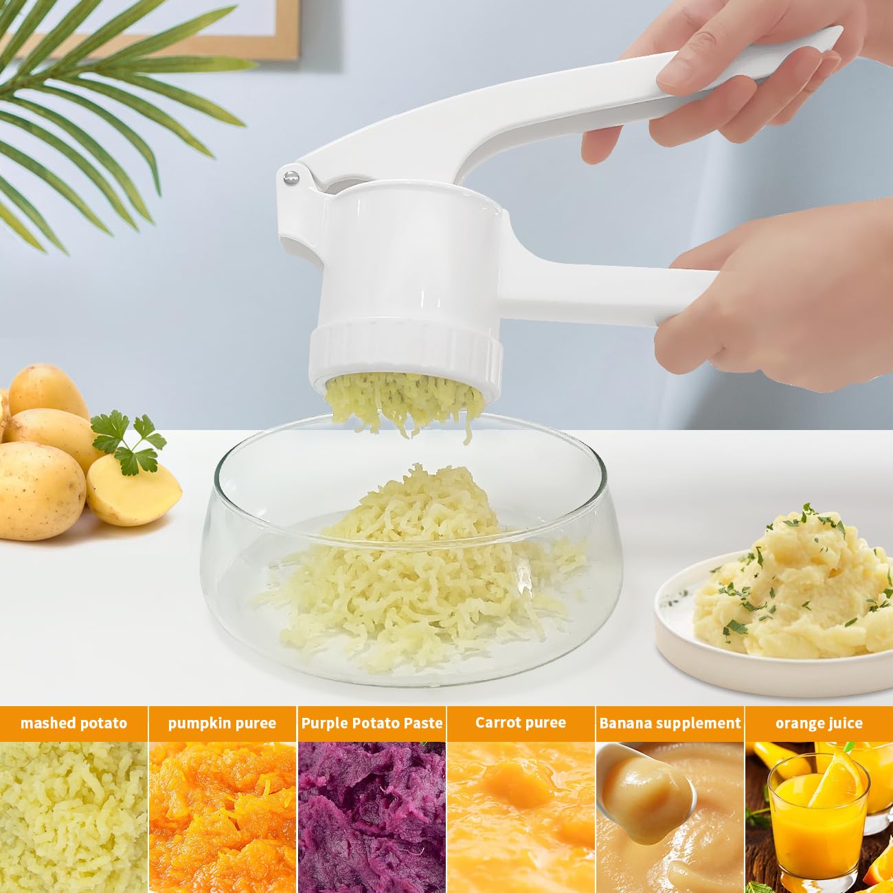 Premium Potato Ricer & Masher with 3 Interchangeable Discs - Heavy Duty Stainless Steel Kitchen Tool for Smooth Mashed Potatoes, Vegetables, Baby Food & Purees - Ideal for Home Cooking, Meal Prep & Restaurant Use