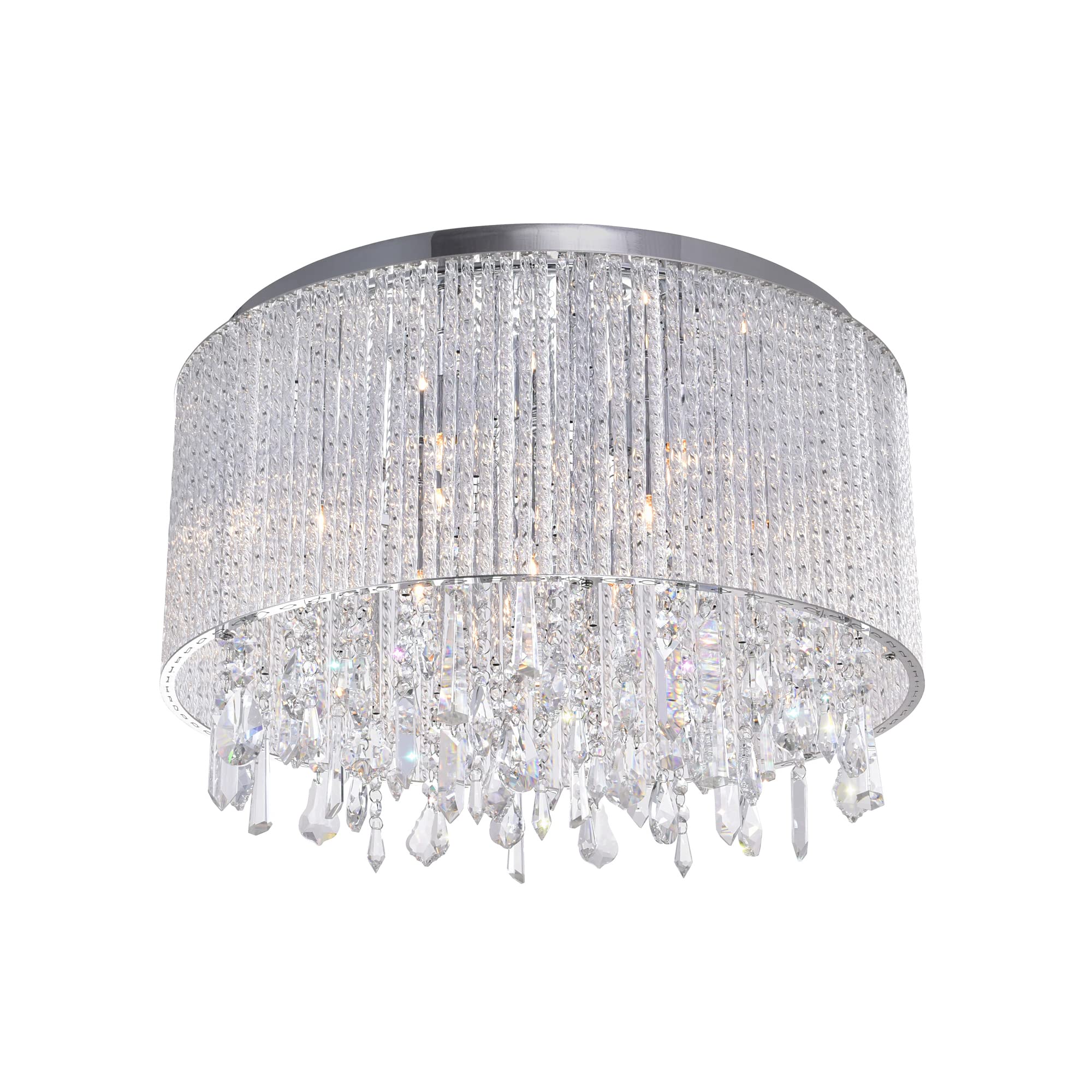 CWI Lighting Benson 6-Light Drum Shade Flush Mount Ceiling Light Fixture in Chrome - Perfect for Bedroom, Living Room, or Hallway Lighting