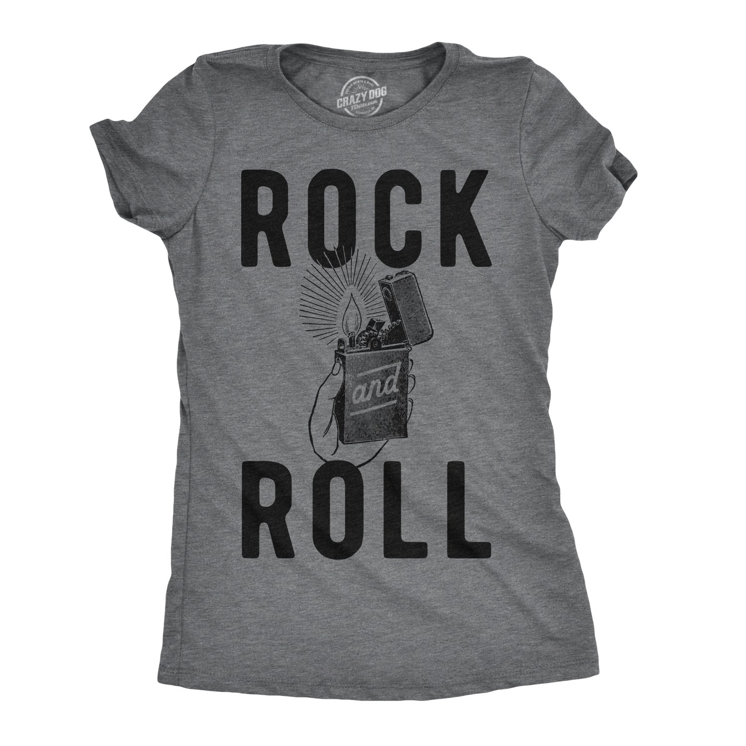 Women's Rock and Roll Lighter Graphic T-Shirt | Funny Music Concert Tee for Ladies | Casual Wear & Festival Outfit