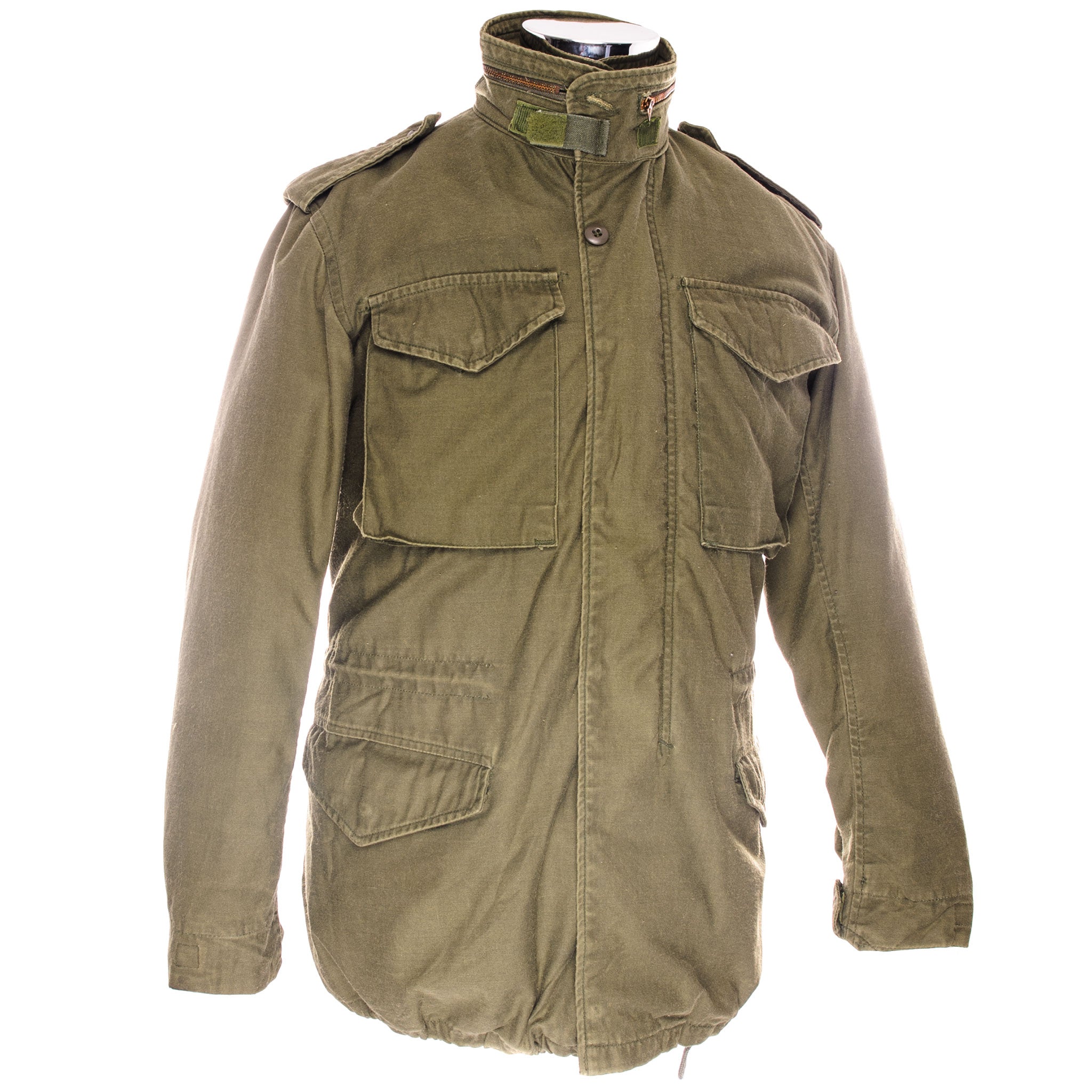 Vintage US Army M-1965 M65 Field Jacket - 1980s Military Green Olive Drab Coat - Small Long Size - Perfect for Outdoor Camping, Hiking & Vintage Fashion