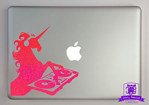 Pink Glitter DJ Unicorn Vinyl Decal for 15