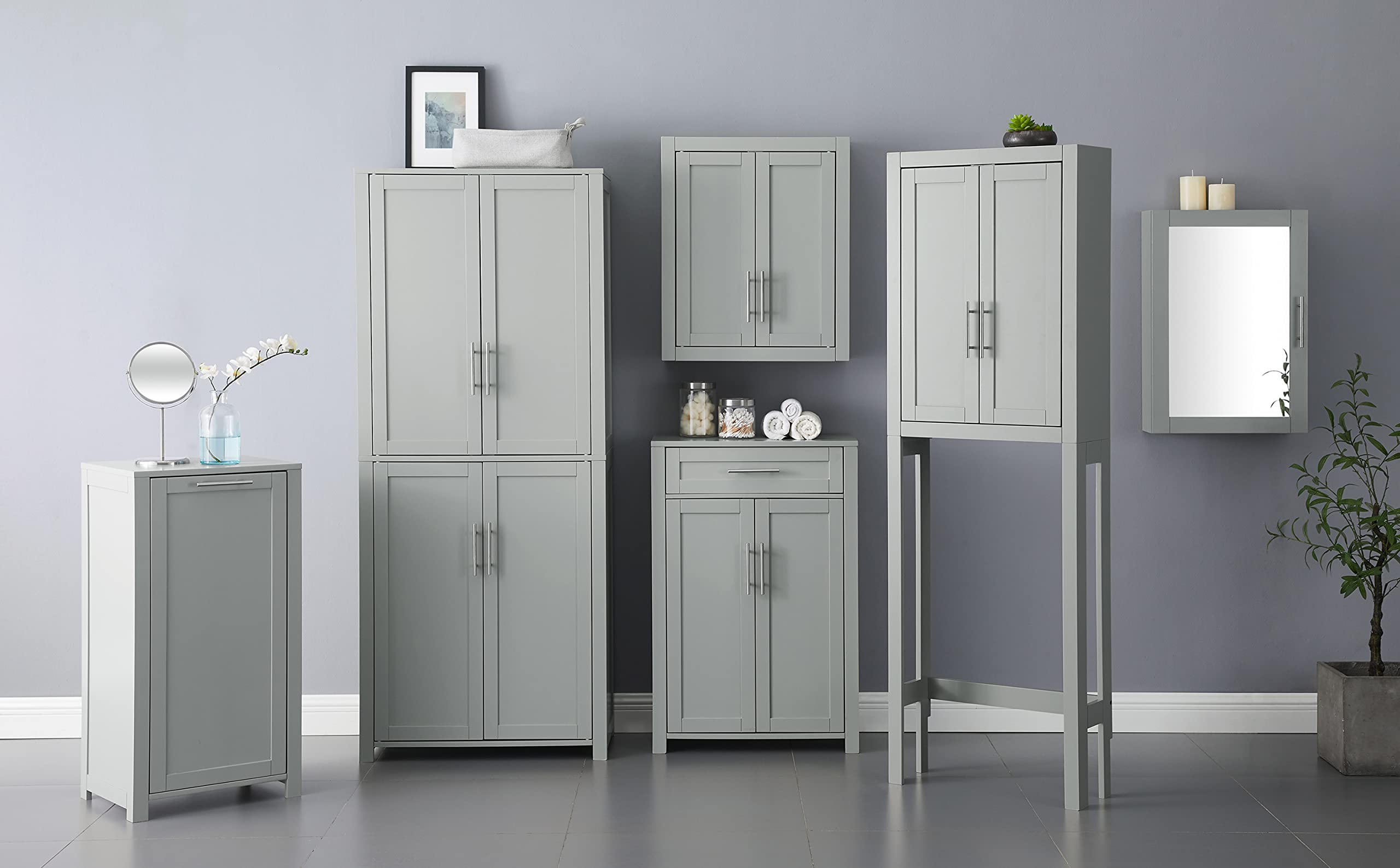 Crosley Savannah Wall Mounted Bathroom Storage Cabinet with Shelves - Gray Medicine Cabinet for Bathroom Organization & Space Saving - Perfect for Small Bathrooms, Apartments & Vanities