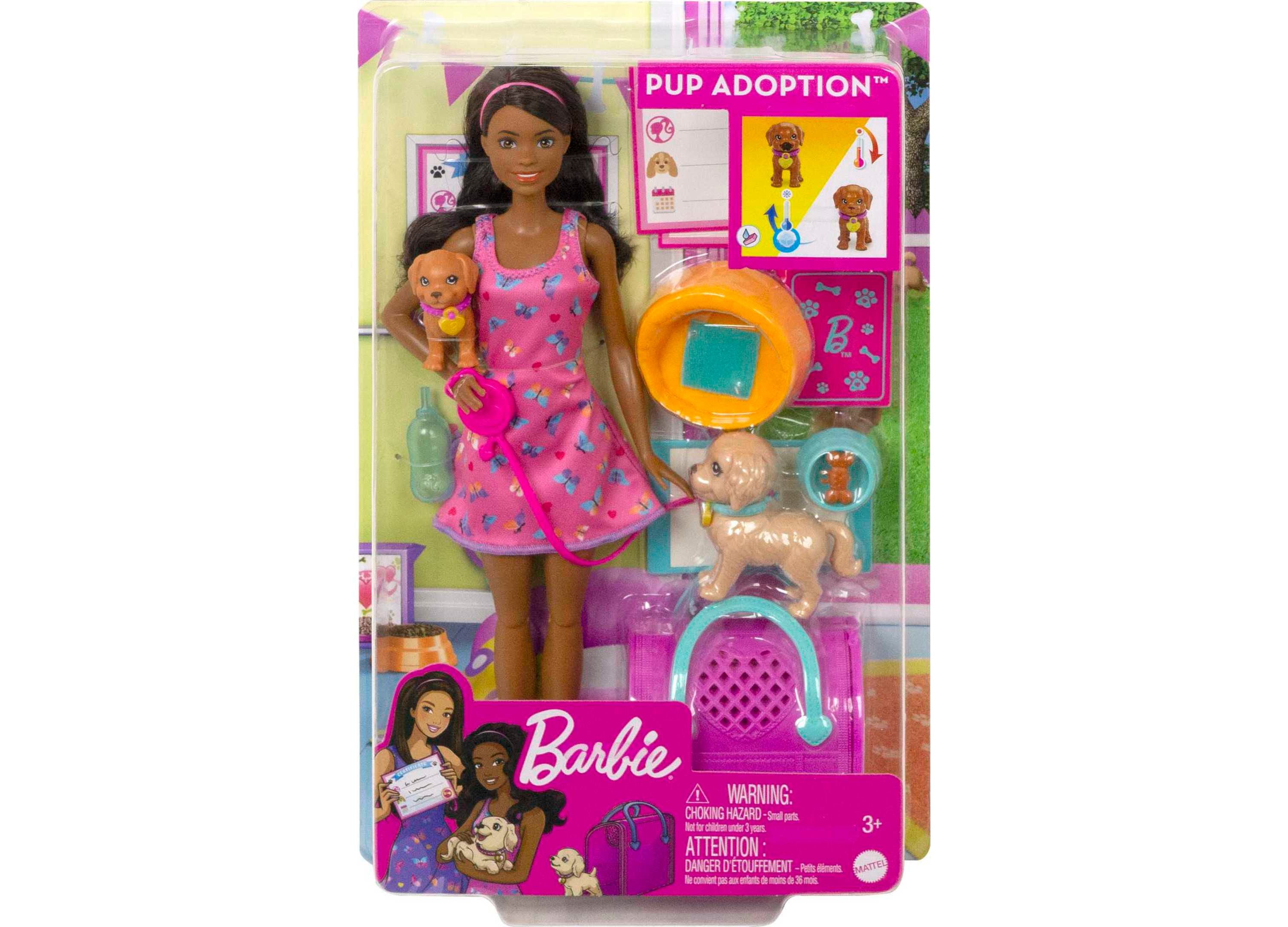 Barbie Pup Adoption Playset with Color Change Puppies & Accessories - Interactive Toy for Kids, Perfect for Pretend Play & Pet Care Role Play at Home