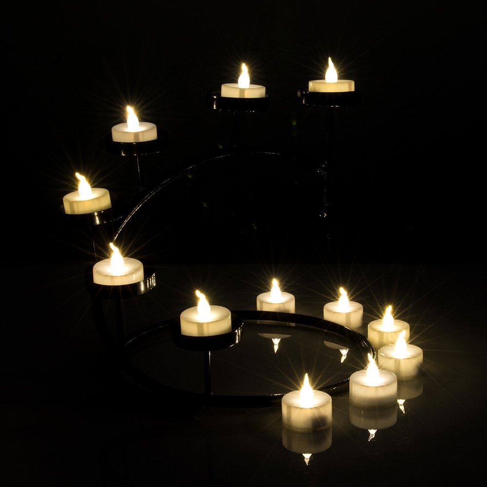 AGPTEK 24 Pack Flickering LED Tea Light Candles with Timer - Battery Operated Flameless Warm White Candles for Wedding, Holiday Party, Home Decoration - Perfect for Centerpieces, Votive Holders & Romantic Ambiance