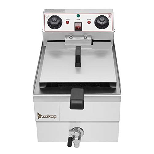 Professional 12.5QT Stainless Steel Electric Deep Fryer with Basket - Oil Filtration System, Adjustable Thermostat & Timer - Easy to Clean Commercial Deep Fryer for Home Kitchen, Restaurants & Catering Events