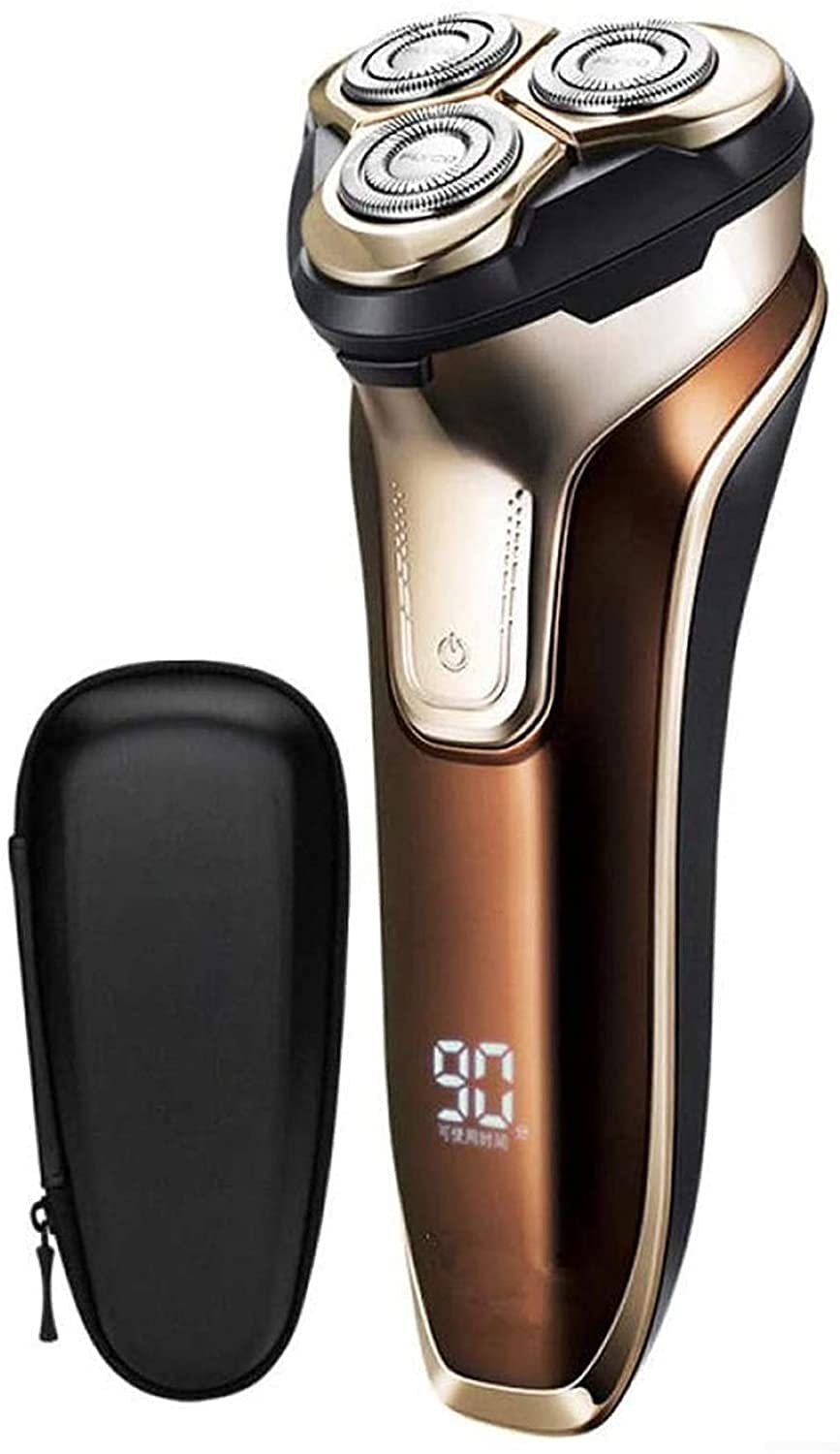 Premium Electric Shaver for Men - Rotary Shaver with Pop-up Trimmer, IPX7 Waterproof Wet/Dry Shaving, LCD Display & USB Rechargeable (Gold) - Perfect for Travel, Home Use & Daily Grooming