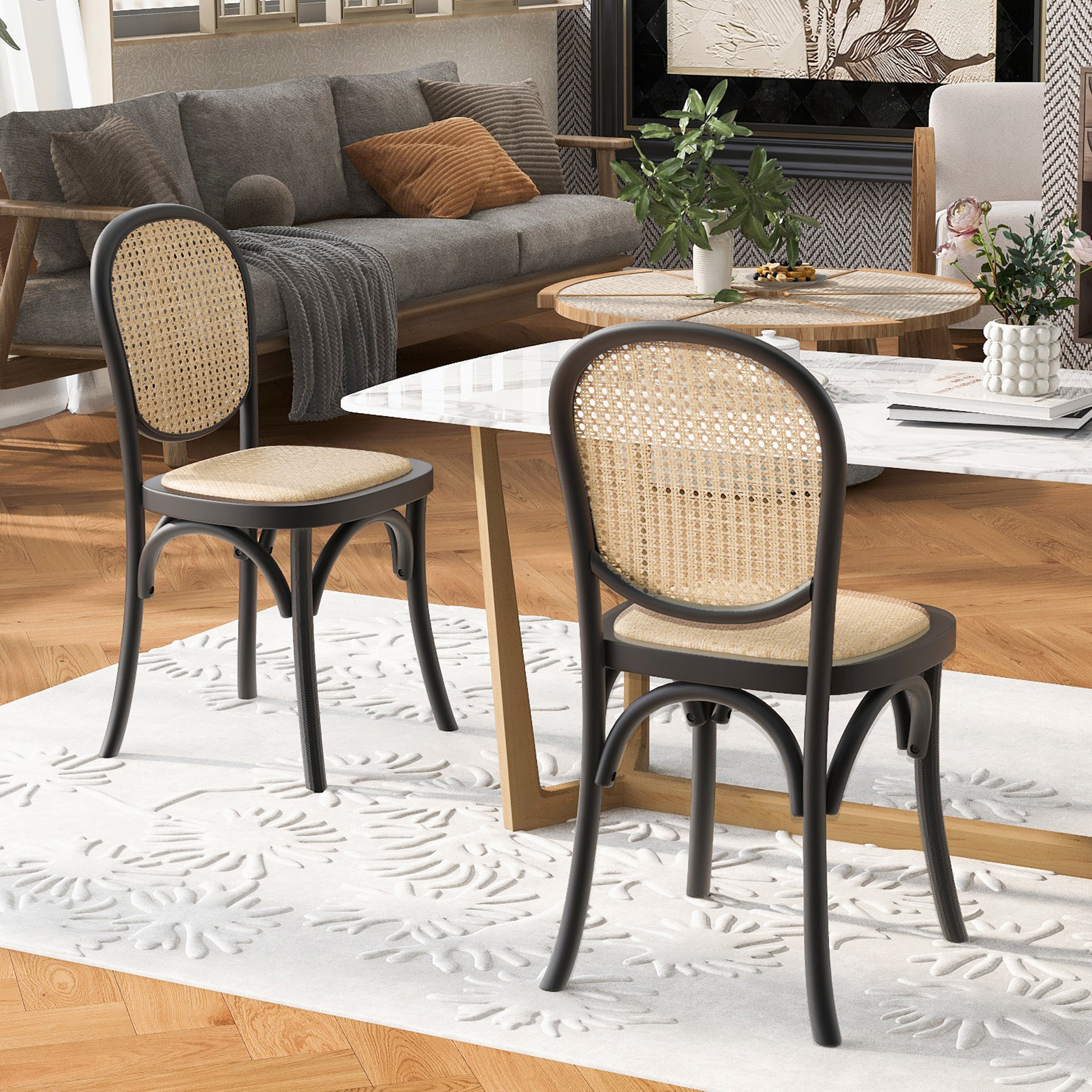 Modern Dining Chairs Set of 2 - Sturdy Wooden Kitchen Chairs with Padded Seats - Perfect for Dining Room, Kitchen, Breakfast Nook & Small Spaces