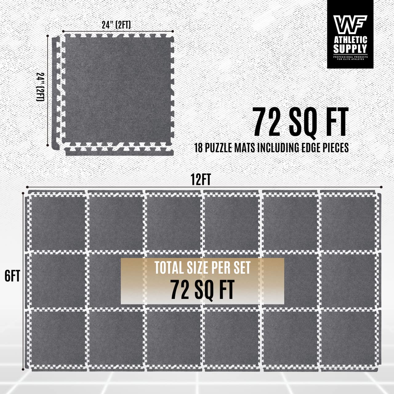 CAPHAUS EVA Foam Floor Tiles with Black Carpet Top - 24