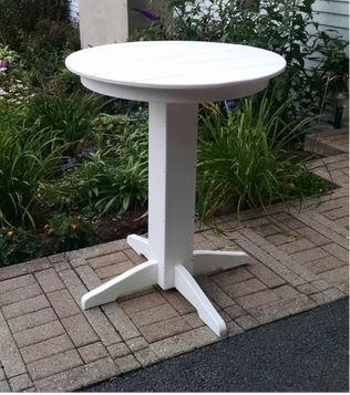 A & L Furniture Round Bar Table with Free 2 Umbrella Holes - Perfect for Patio, Deck, Poolside & Outdoor Dining