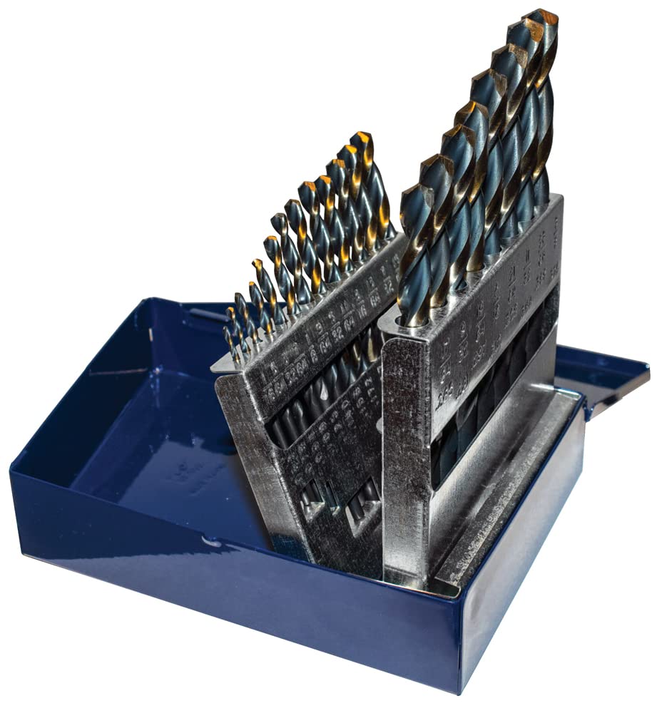 Century Drill & Tool 25242 21-Piece Parabolic Drill Bit Set with Charger | Made in USA | Perfect for Woodworking, Metal Drilling & DIY Home Projects