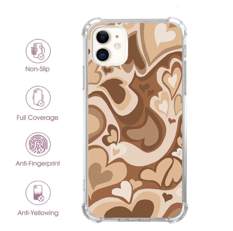 **Brown Heart iPhone 11 Case - Soft TPU Bumper Cover with Indie Love Design for Women & Girls | Perfect for Everyday Use, Valentine's Gifts & Stylish Protection**