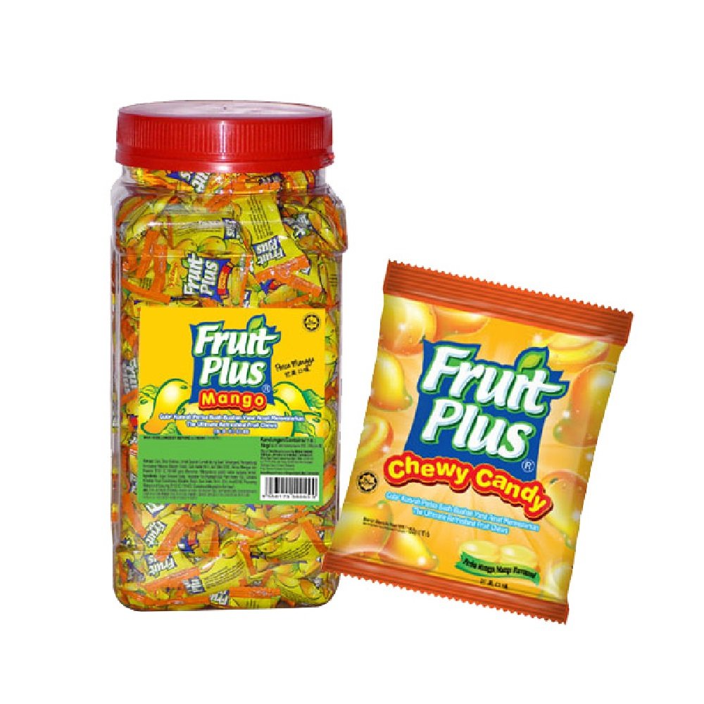 Fruit Plus Chewy Candies 1kg Jar - Delicious Mango Flavor | Bulk Soft Candy for Parties, Gifts & Snacking | Premium Chewy Sweets for Home, Office & Travel