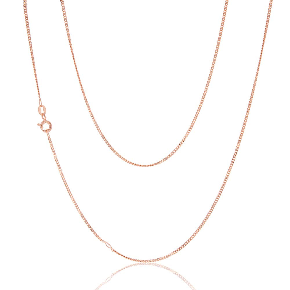 9ct Rose Gold Solid 40 Gauge Curb Chain 46cm - Elegant Jewelry for Women, Perfect for Layering, Gifting & Everyday Wear
