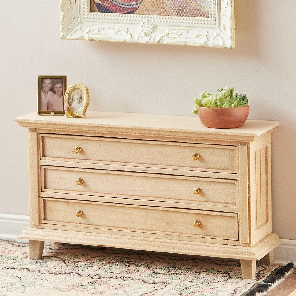 Unfinished Country Dresser for Dollhouse Miniature - Handcrafted Wooden Furniture for DIY Projects & Home Decor - Perfect for Dollhouse, Miniature Rooms & Collectors
