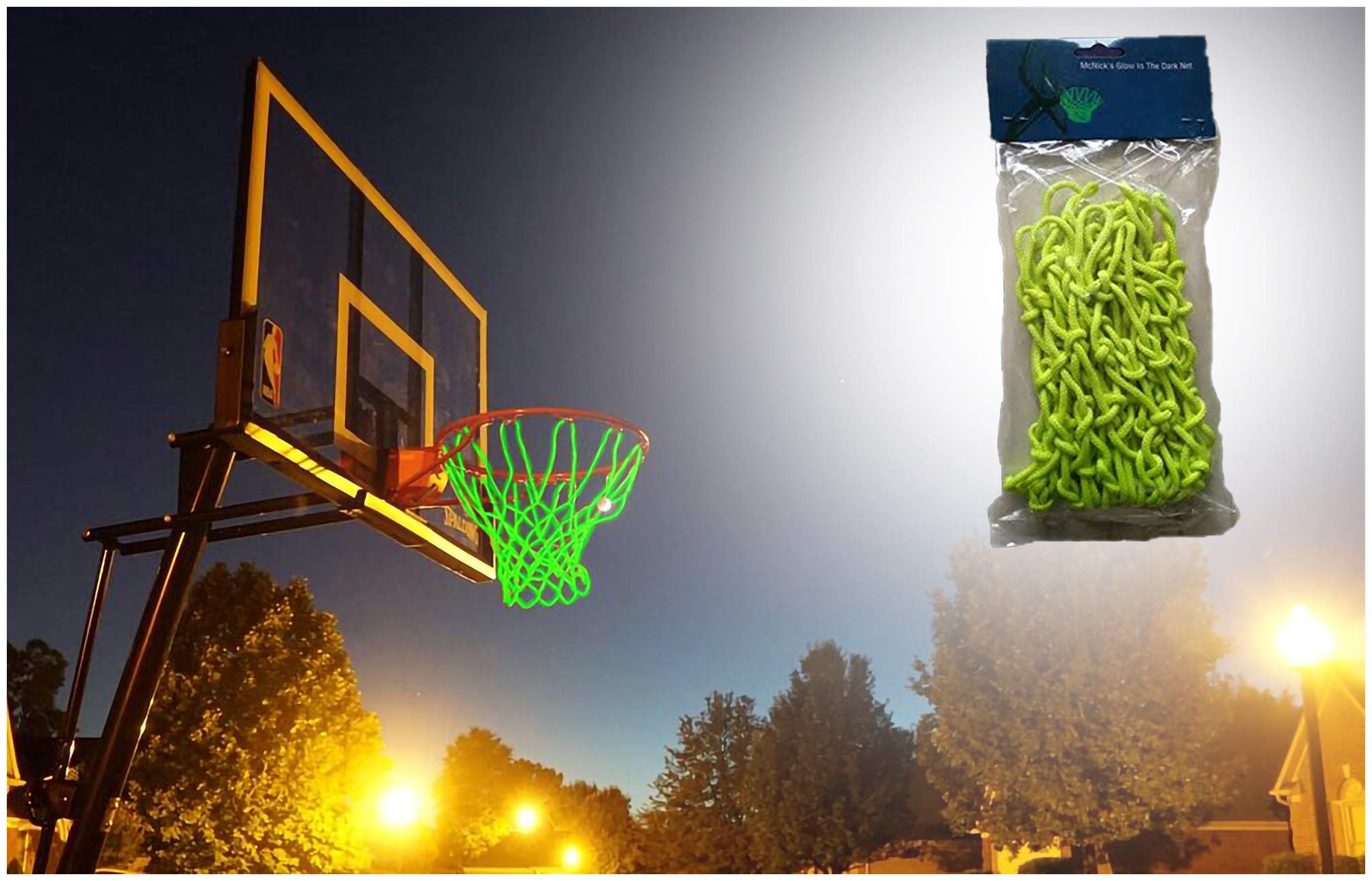 Glow in The Dark Basketball Net - Solar Powered LED Lighted Hoop for Night Play - Outdoor Basketball Goal Replacement Net - Perfect for Backyard, Driveway & Nighttime Basketball Games