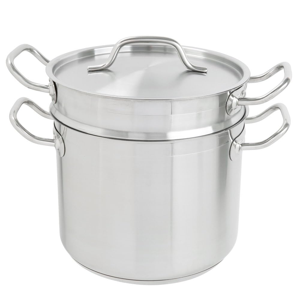 Soro Essentials 8 Quart Stainless Steel Double Boiler with Lid - Professional Melting Pot for Chocolate, Cheese, Butter & Caramel - Perfect for Fondue, Candy Making, Dessert Sauces in Home Kitchens & Restaurants - Ideal for Baking, Cooking & Entertaining