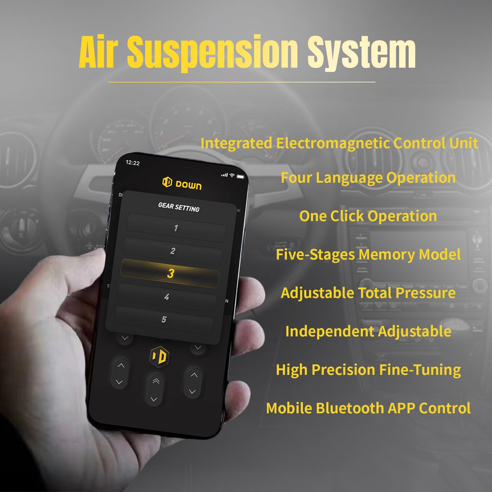 Premium Air Suspension System with Electronic Control - 5 Memory MP-DV8A12001 for Smooth Ride & Vehicle Leveling | Perfect for Trucks, SUVs, and Custom Cars