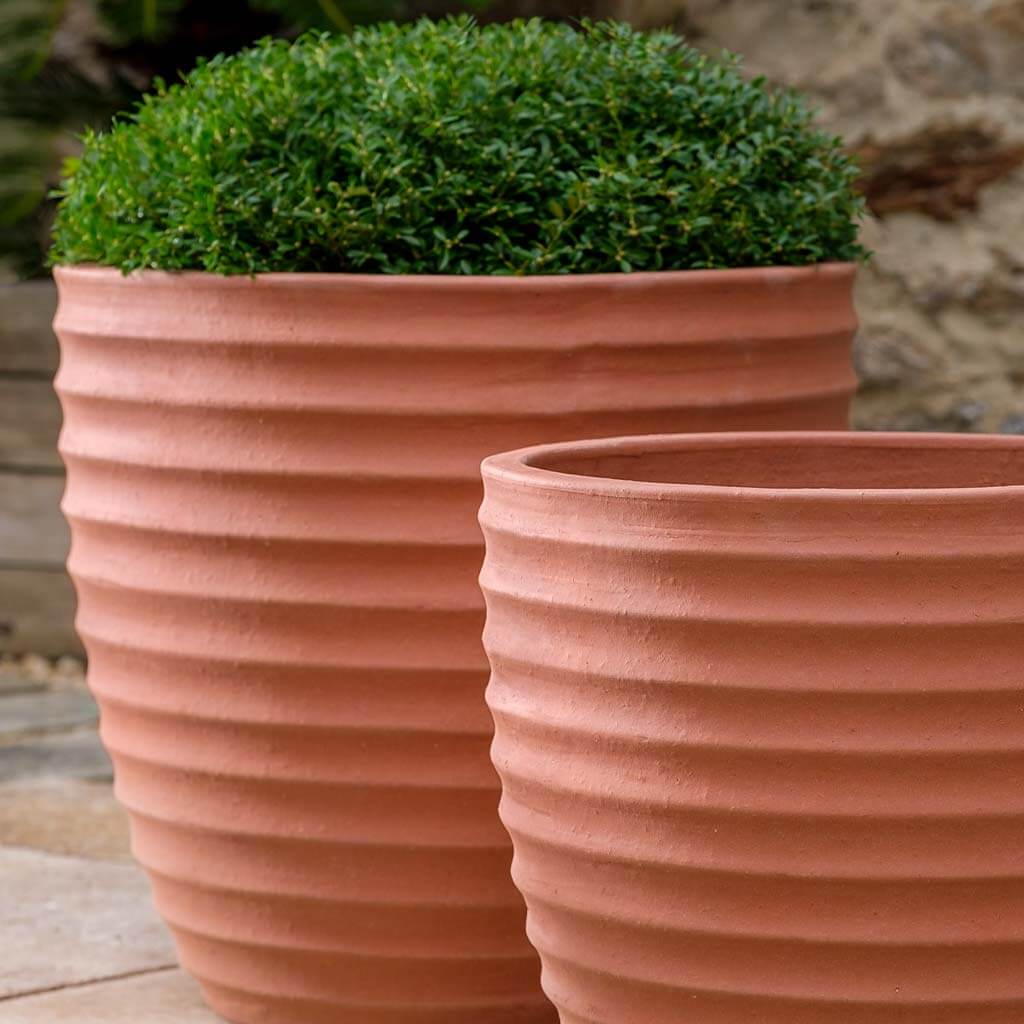 Campania International Linea Planter Set of 3 - Terra Rosa Flower Pots for Indoor & Outdoor Plants | Perfect for Home Garden, Patio Decor, and Gift Giving