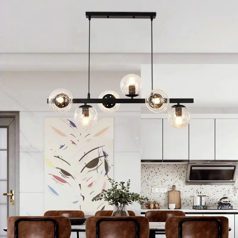 Modern Bubble Chandelier Lighting Fixture - Elegant Crystal Glass Pendant Light for Dining Room, Kitchen Island, Bedroom & Living Room Decor - Perfect for Home and Restaurant Interior Design