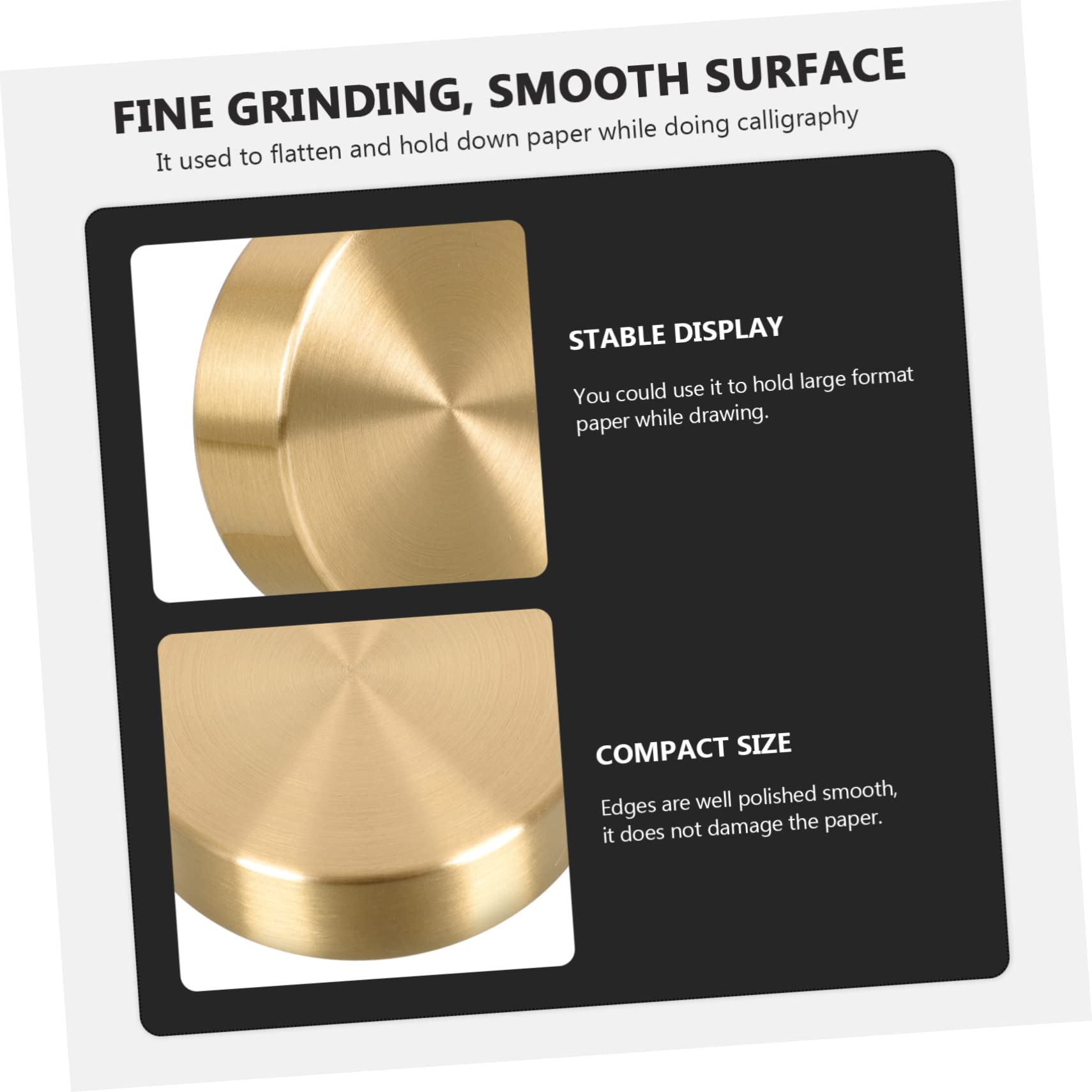 FOYTOKI 4-Piece Brass Round Paperweight Set - Heavy Duty Ruler Paper Weights for Painting, Calligraphy, Office & Crafting - Perfect for Artists, Drafting & Document Organization