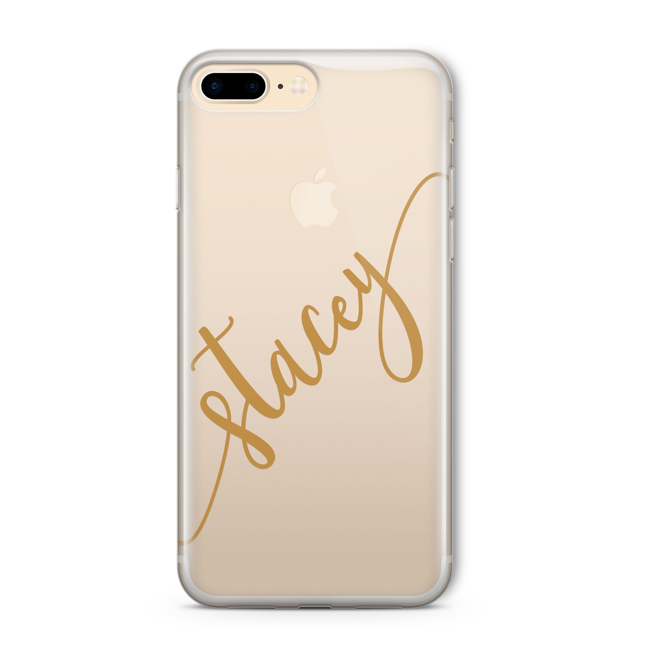 Custom Engraved Clear Diagonal Initial Name Phone Case for iPhone 7 & Samsung - Gold Ink Design | Perfect Gift for Birthday, Anniversary & Personalized Everyday Use