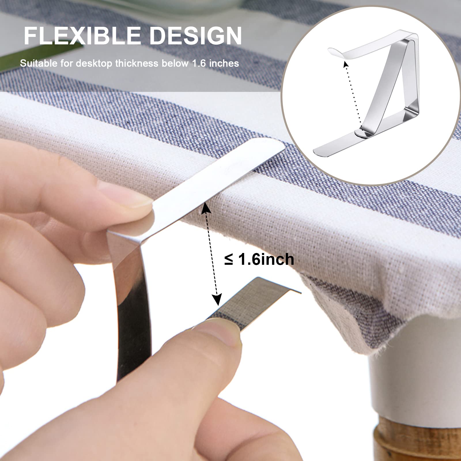 Premium Stainless Steel Tablecloth Clips - 12 Pack Heavy Duty Table Cover Clamps for Outdoor Picnics, Weddings, Parties & Kitchen Use - Secure Table Skirts & Linens for Dining, Camping & Events