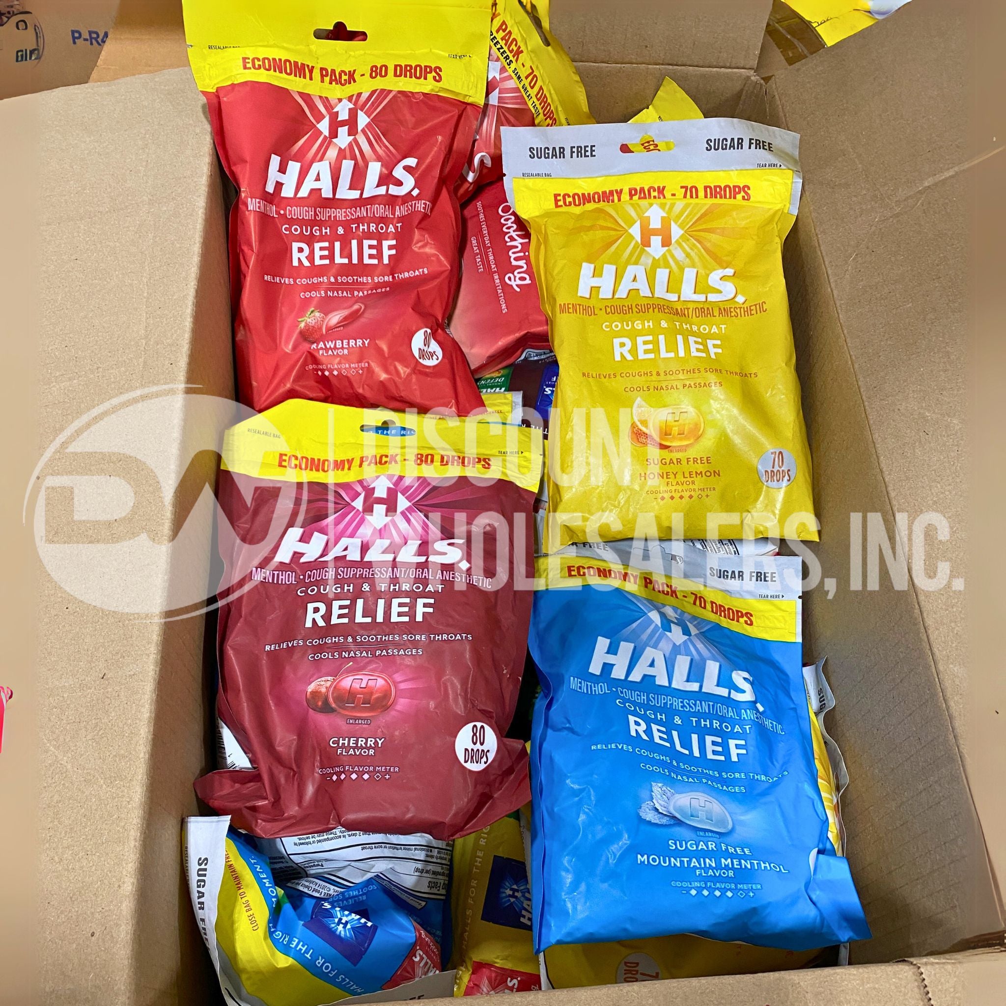 Halls Relief Assorted Flavors Cough Drops - 50 Pcs (70 & 80 Drops) - Soothe Sore Throat & Cough Relief for Work, Travel & Home Use