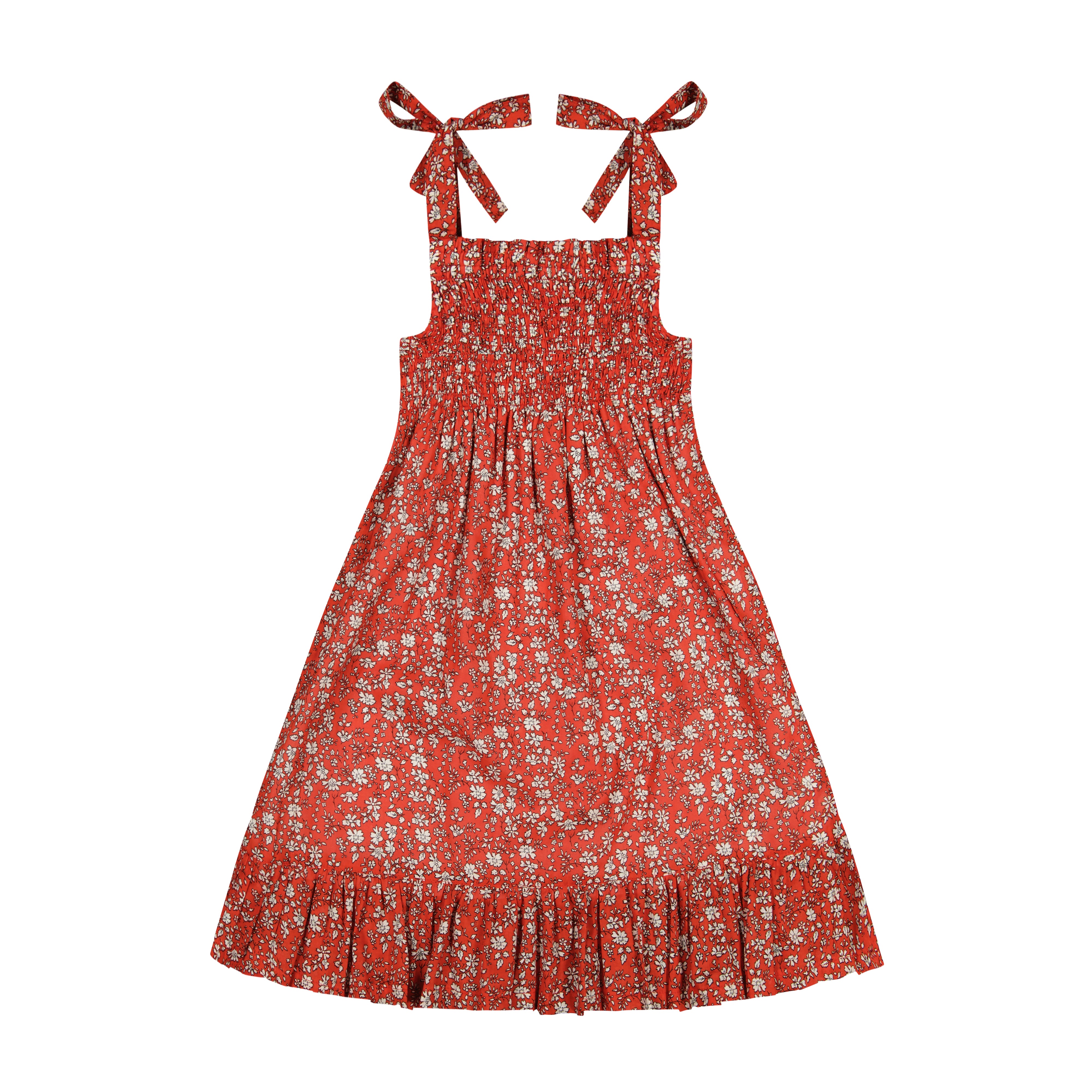 India Shoulder Tie Sundress - Red Floral Print Summer Beach Dress for Women | Perfect for Vacation, Pool Party & Tropical Getaways