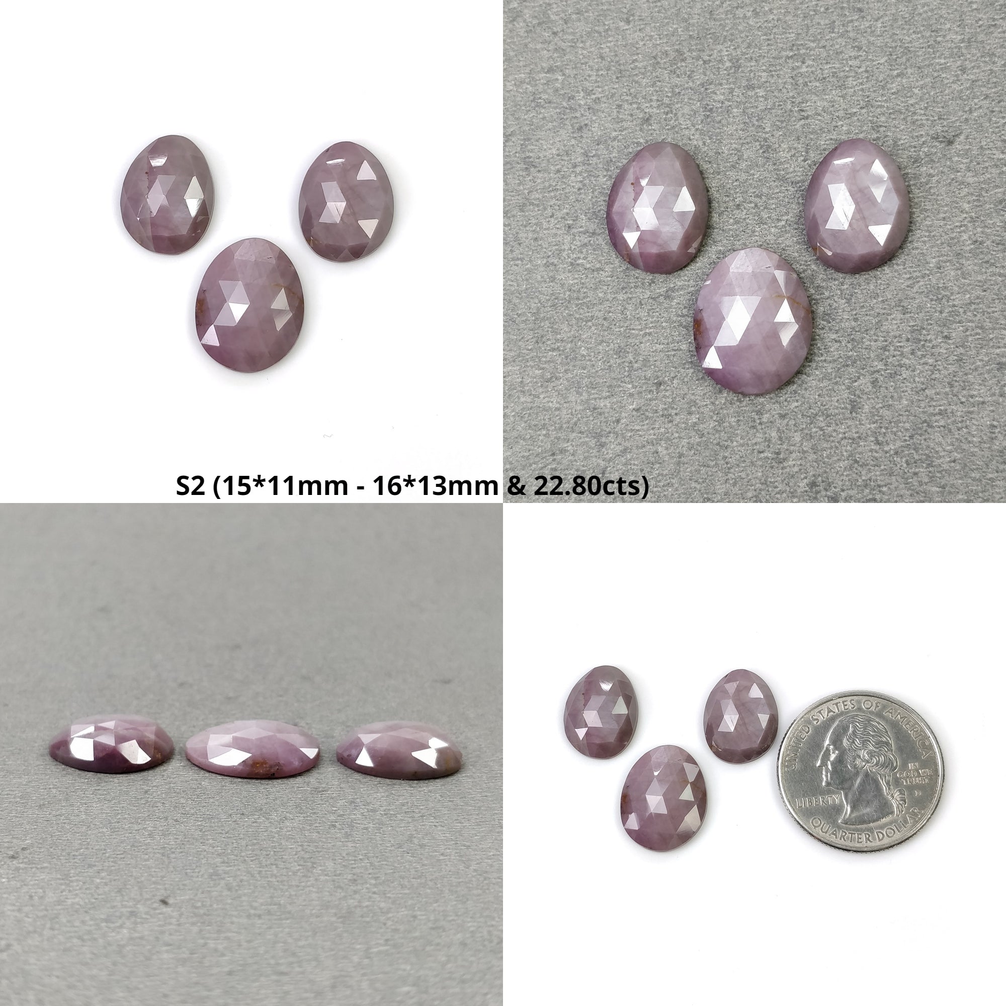 Natural Untreated Unheated Baby Pink Sapphire Gemstone - Rose Cut Egg Shape (3pcs) | Genuine Loose Stones for Jewelry Making, Engagement Rings & Healing Crystals