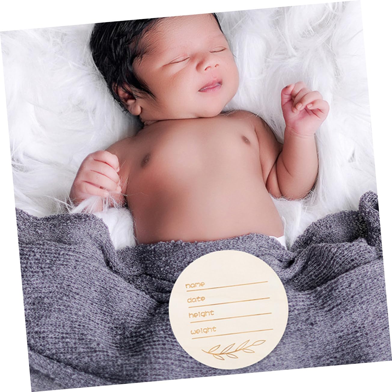 Wooden Baby Name Sign - Round Nursery Decor for Birth Announcement & Gifts
