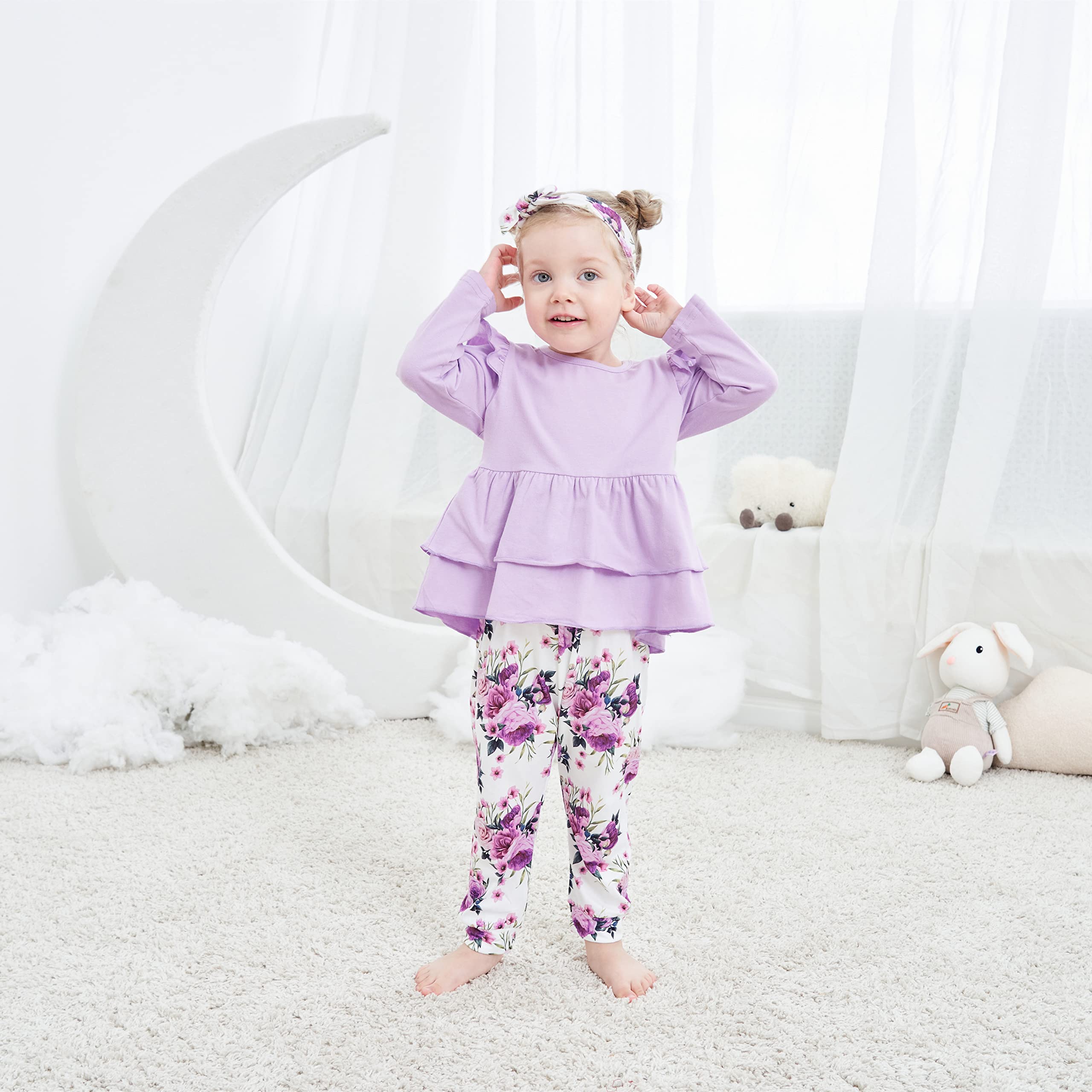 Adorable Toddler Girl Outfits - Cute Ruffle Top & Pants Set for Baby Girls | Winter, Fall & Spring Clothing | Perfect for Playdates, Parties & Family Photos