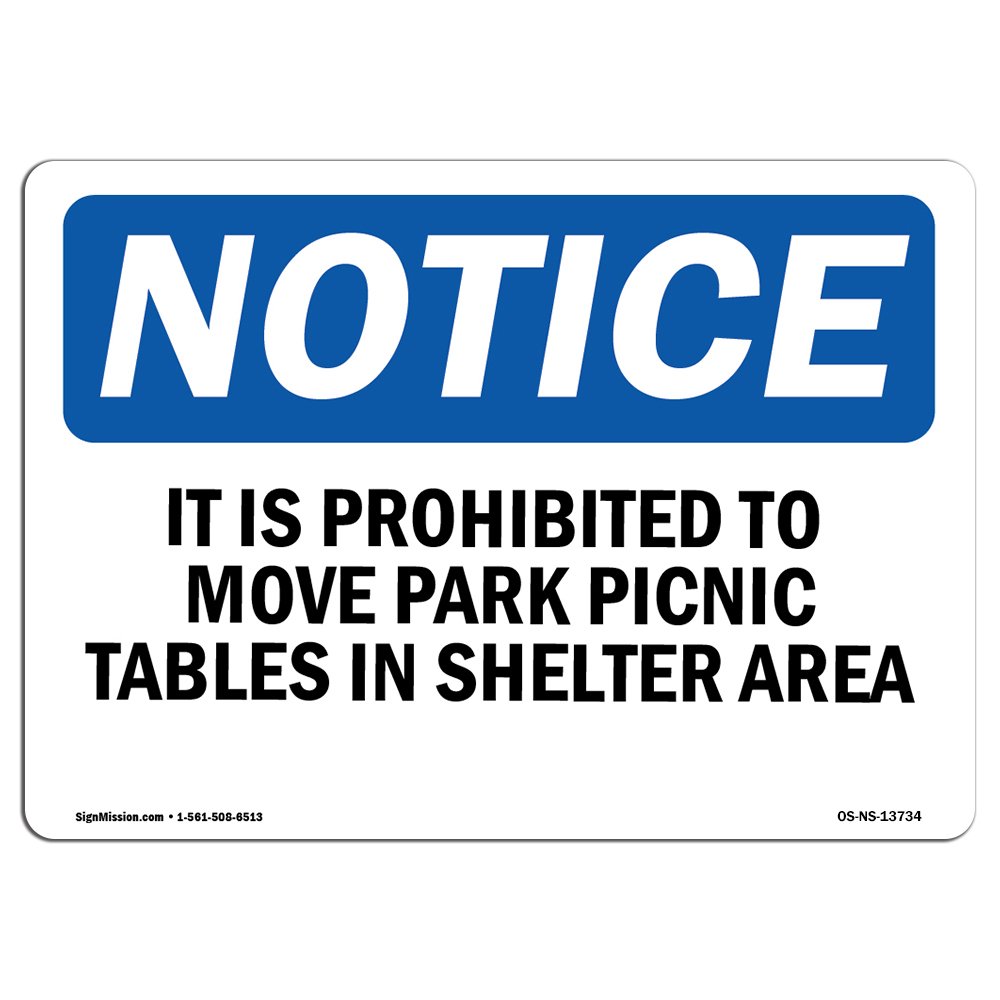 OSHA Prohibited Sign - Do Not Move Park Picnic Tables | Durable Plastic Safety Sign for Business, Warehouse & Work Areas | Made in USA | Perfect for Parks, Construction Sites & Public Spaces