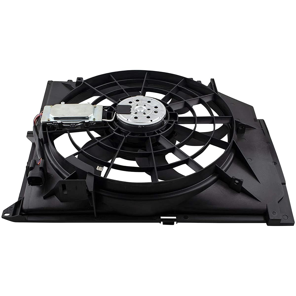 BMW E46 Engine Radiator Cooling Fan with Controller Assembly - Compatible with 320i 323Ci 323i 325Ci 325i 325xi 328i 330Ci 330i 330xi (2001-2005) - OEM Part Numbers BM3115108 17111438577 17117525508 - Perfect for Engine Cooling System Repair & Maintenance