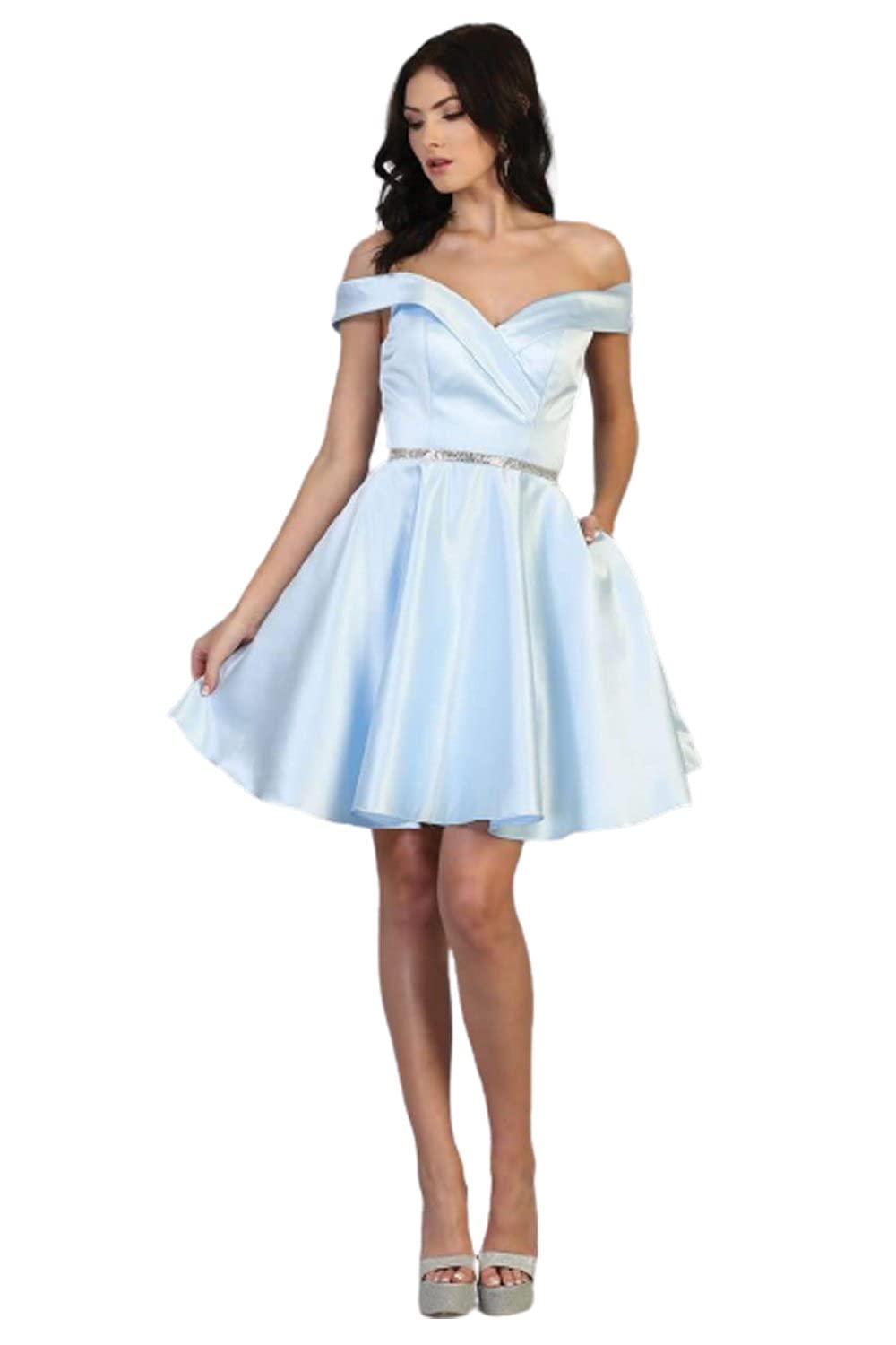 Elegant Short Bridesmaid Dress in Baby Blue - Perfect for Weddings, Parties & Formal Events