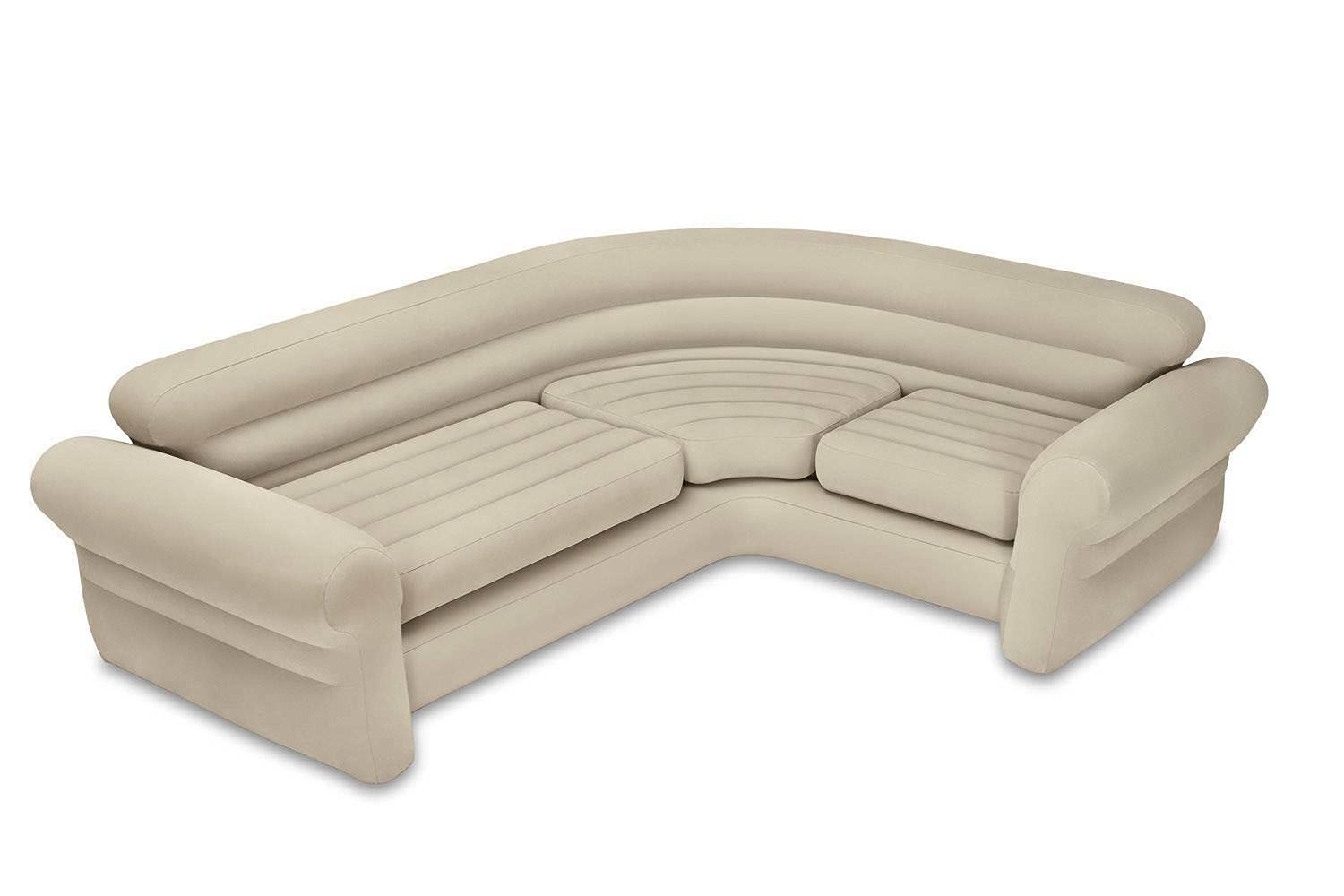 Inflatable Corner Sofa Bed - Portable Air Mattress Sectional Couch for Living Room, Guest Room & Outdoor Camping - Beige Home Furniture