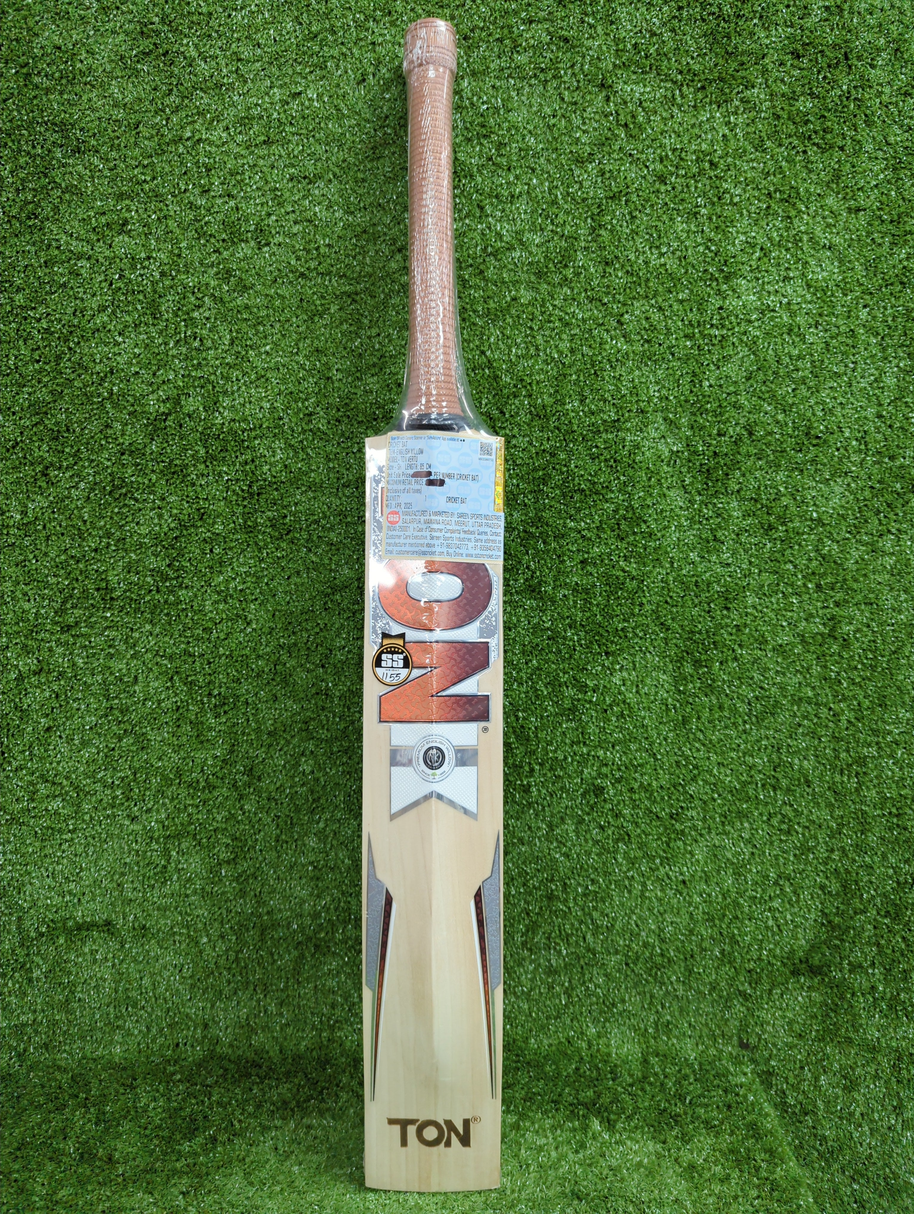 Premium SS Ton Vertu English Willow Cricket Bat - Long Blade for Professional Players - Perfect for Matches & Practice Sessions