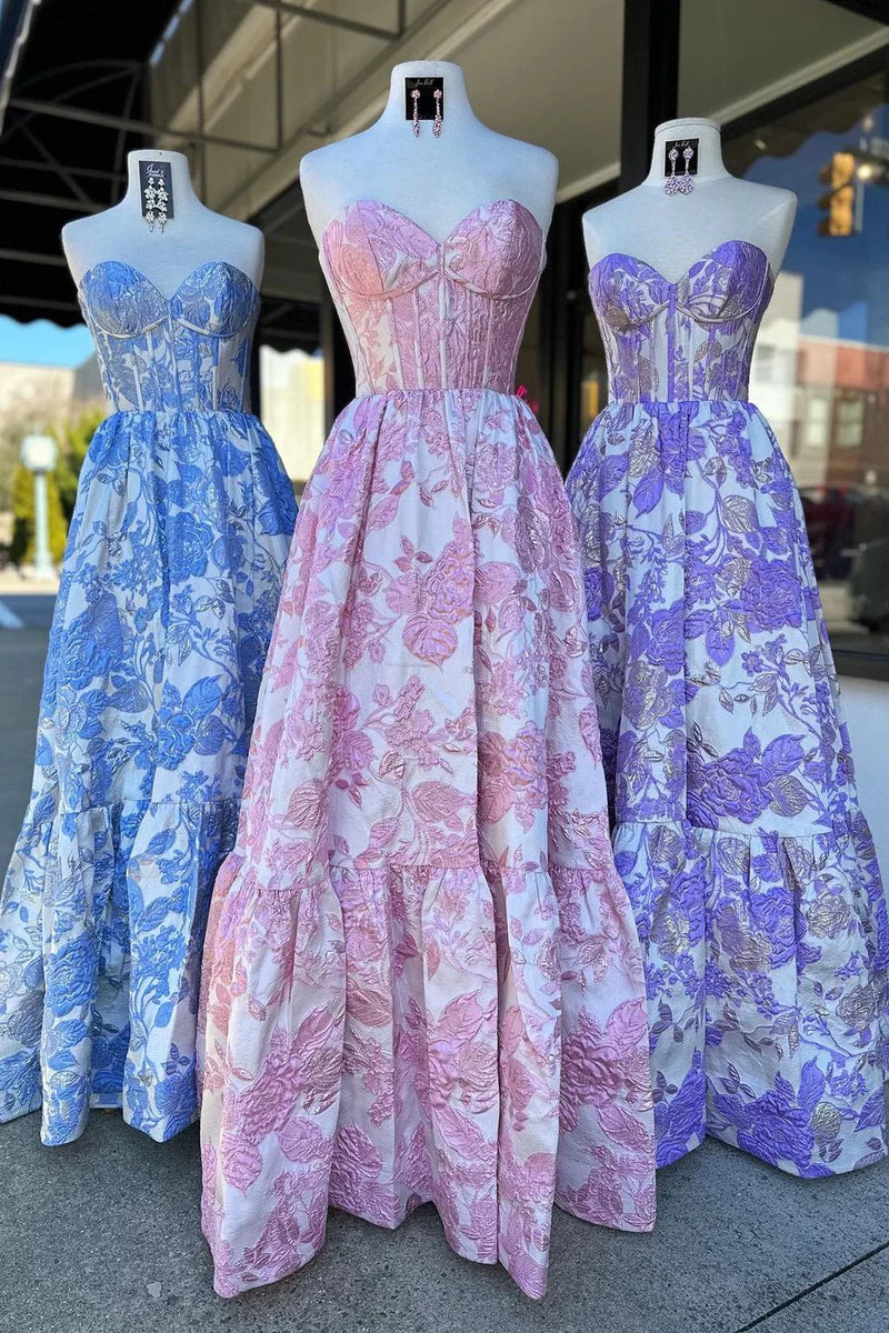 Custom Made Floral Prom Dresses A-Line Sweetheart Neckline - Elegant Formal Gowns for Homecoming, Wedding & Special Occasions