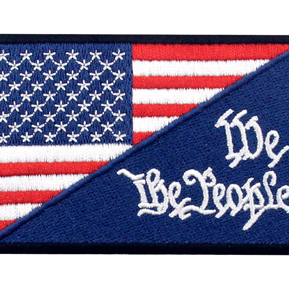 USA Stars & Stripes American Flag Patch - Embroidered 'We The People' Morale Applique - Iron On or Sew On Emblem for Jackets, Hats & Bags - Patriotic Accessories for Veterans Day, 4th of July & Military Support