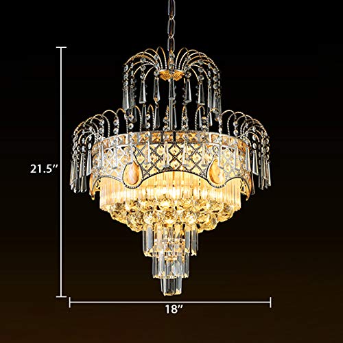 LITFAD 3-Light Crystal LED Chandelier - Modern Art Deco Brass Flush Mount Ceiling Light for Dining Room, Bedroom, Living Room | Energy-Efficient Lighting Fixture for Home, Hotel & Restaurant Decor