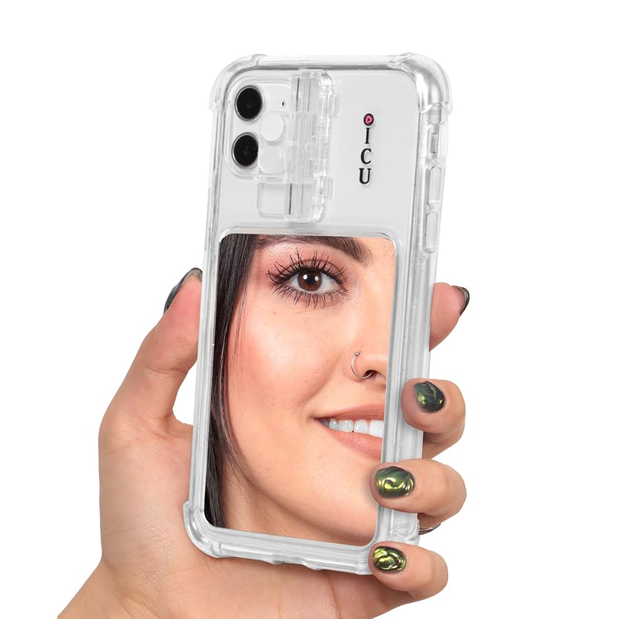 ICU Mirror Cell Case for iPhone 11 - Lighted Selfie Case with Vanity Mirror | Shockproof & MagSafe Compatible Clear Cover for Women & Men | Perfect for Makeup Touch-ups, Travel & Nighttime Selfies