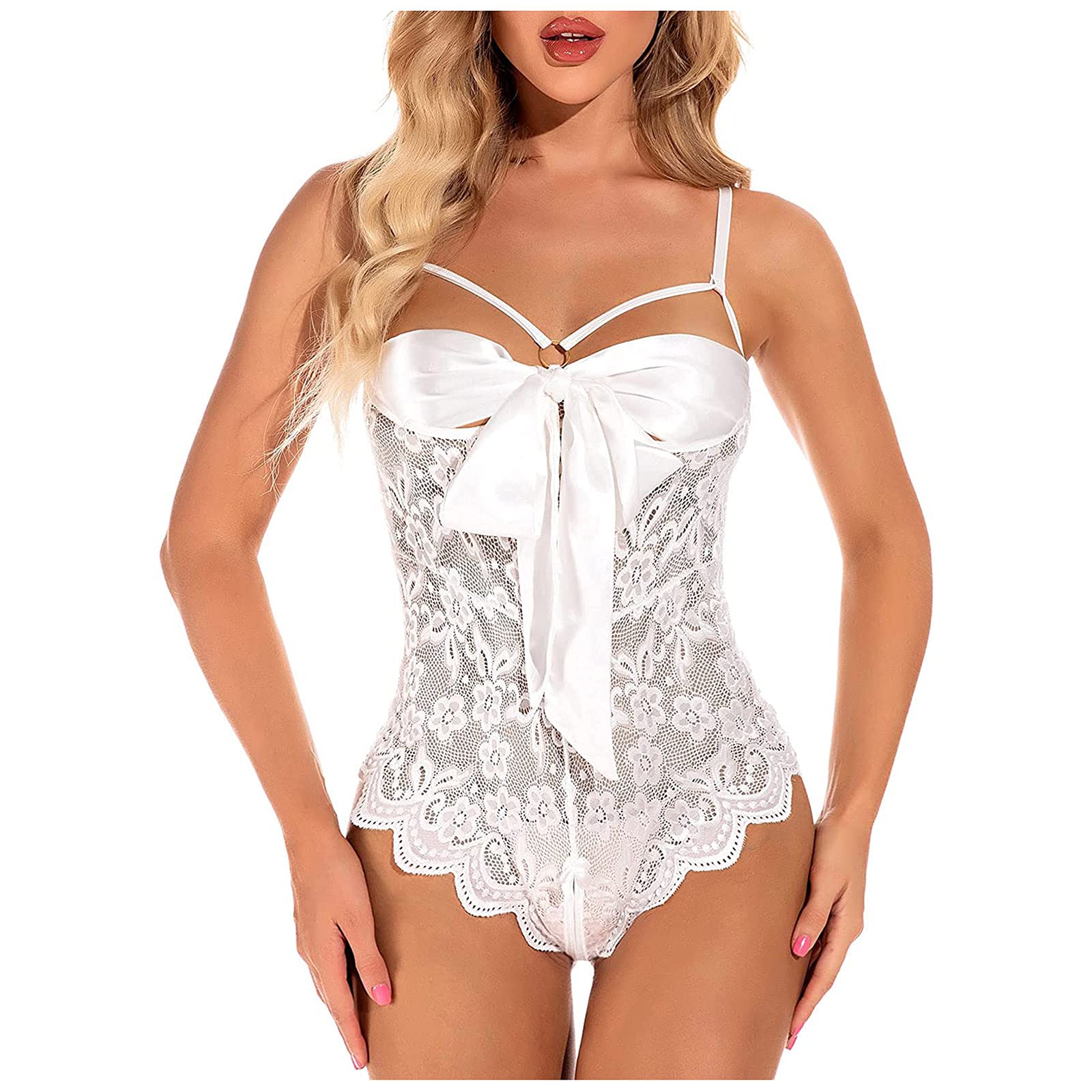 Plus Size Lace Bodysuit for Women - Sexy Deep V-Neck Teddy Lingerie & Bridal Bodysuit Tops | Perfect for Valentine's Day, Honeymoon & Romantic Nights