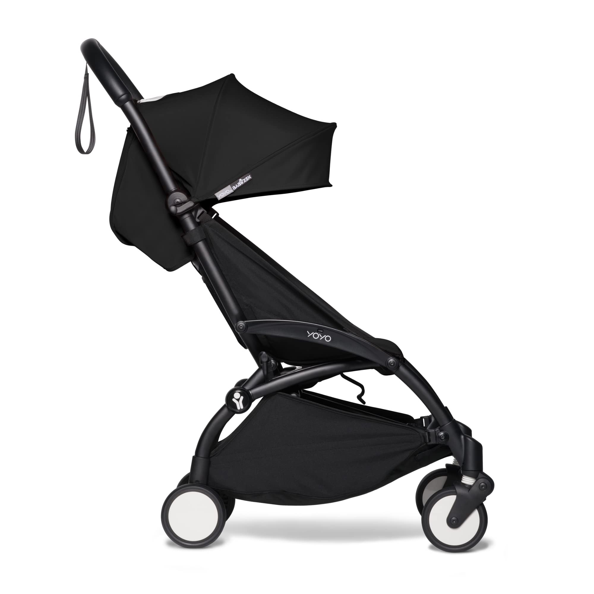 BABYZEN YOYO2 Lightweight Compact Stroller - Black Frame, Seat Cushion & Canopy - Up to 48.5 lbs Capacity - Perfect for Travel, City Walks & Airplane Use