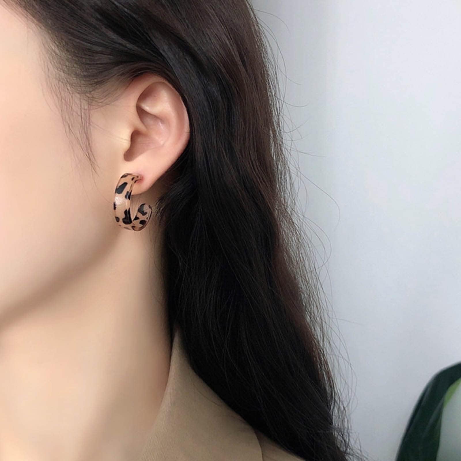 Yienate Leopard Print Hoop Drop Earrings - Lightweight Tortoiseshell Acrylic Geometric Circle Dangle Earrings for Women | Statement Jewelry for Prom, Party & Everyday Wear