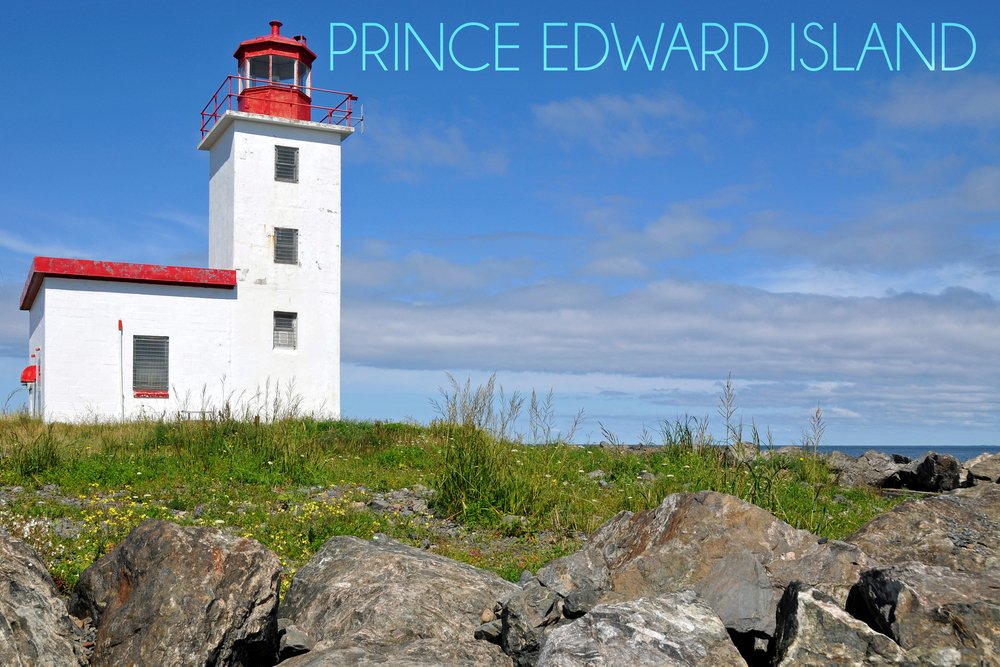Caribou Lighthouse Prince Edward Island - 36x54 Giclee Art Print, Vivid Textured Wall Decor for Living Room, Bedroom & Office