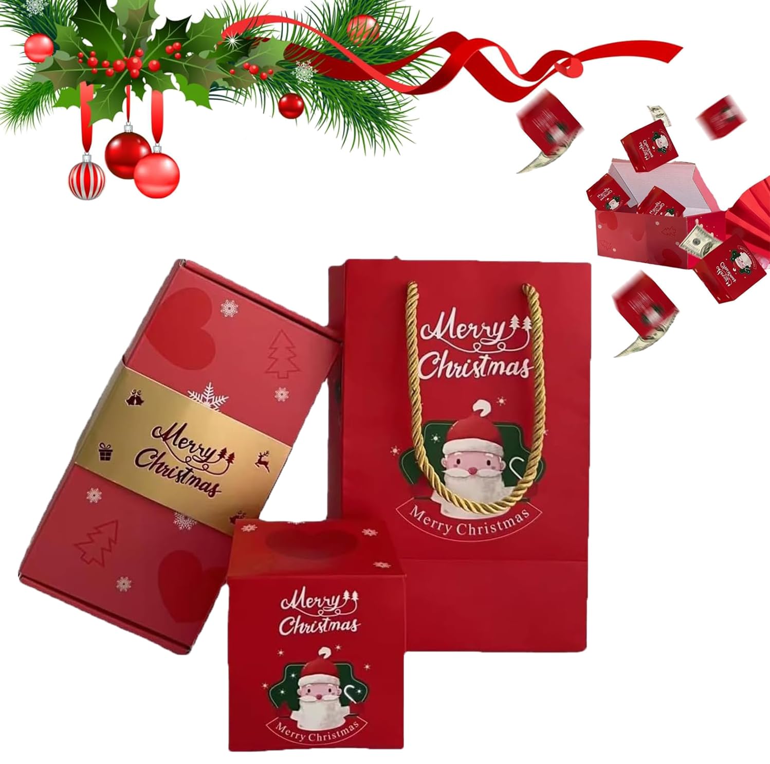 2024 Pop-Up Explosion Gift Box - Unique Folding Bouncing Christmas & Birthday Surprise Gift Box with Red Envelope | Perfect for Holiday Gifting, Party Favors & Special Occasions