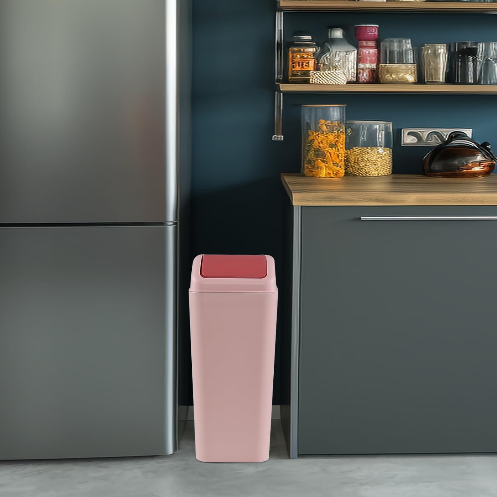 3 Gallon Swing-Top Trash Can with Lid - Durable Plastic Waste Bin in Pink - Perfect for Bathroom, Kitchen, Office & Dorm Room Organization