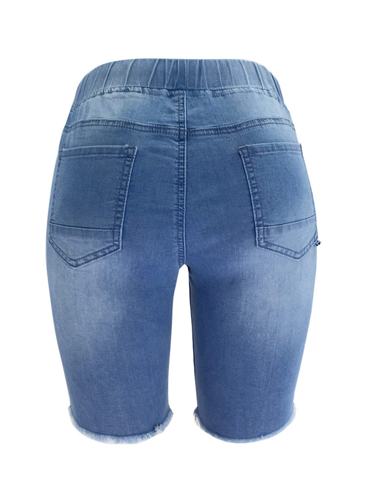 Atditama Women's Mid Rise Ripped Stretchy Bermuda Jean Shorts - Frayed Raw Hem Denim Shorts for Casual Wear | Perfect for Summer Outfits, Beach Vacations & Street Style Fashion