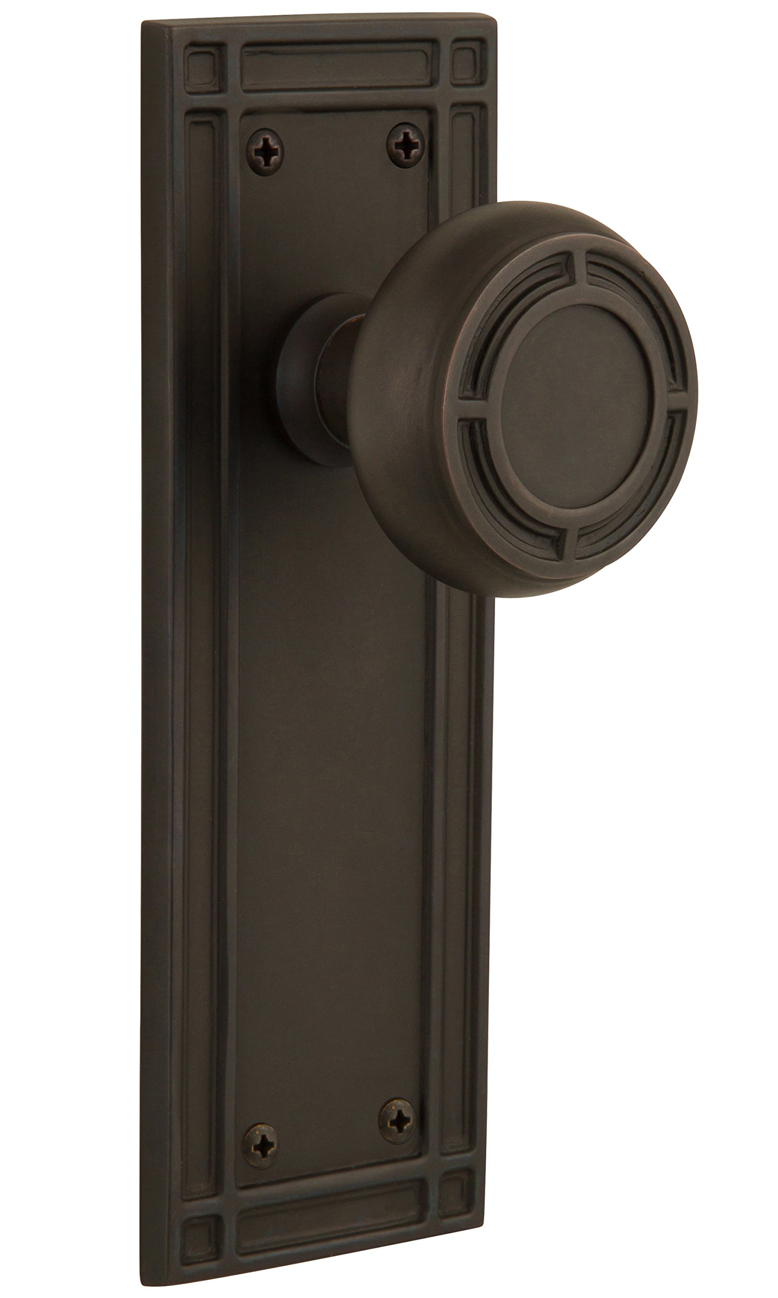 Vintage Mission Plate with Matching Knob - Double Dummy Design in Oil-Rubbed Bronze Finish | Perfect for Craftsman Style Doors and Cabinets